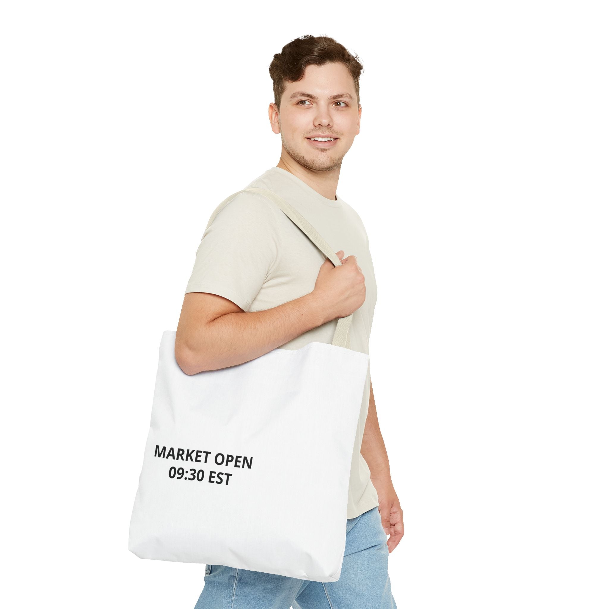 Tote Bag — 'MARKET OPEN 09:30 EST' Minimalist Stock Market Tote