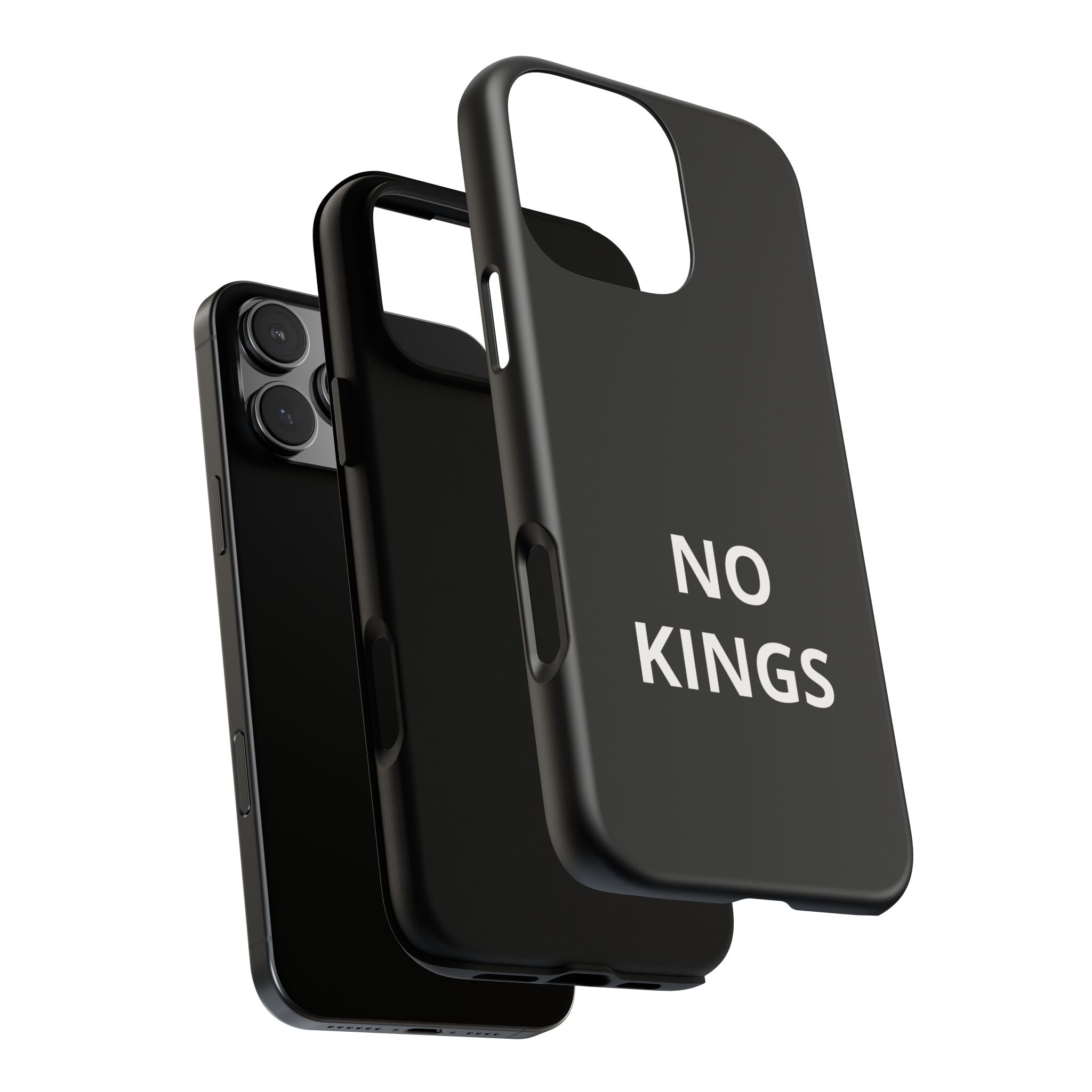 Phone Case — "NO KINGS" Minimalist Black Tough Protective Cover