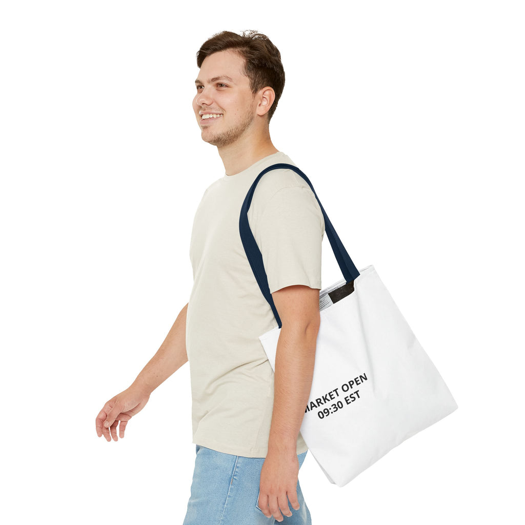 Tote Bag — 'MARKET OPEN 09:30 EST' Minimalist Stock Market Tote