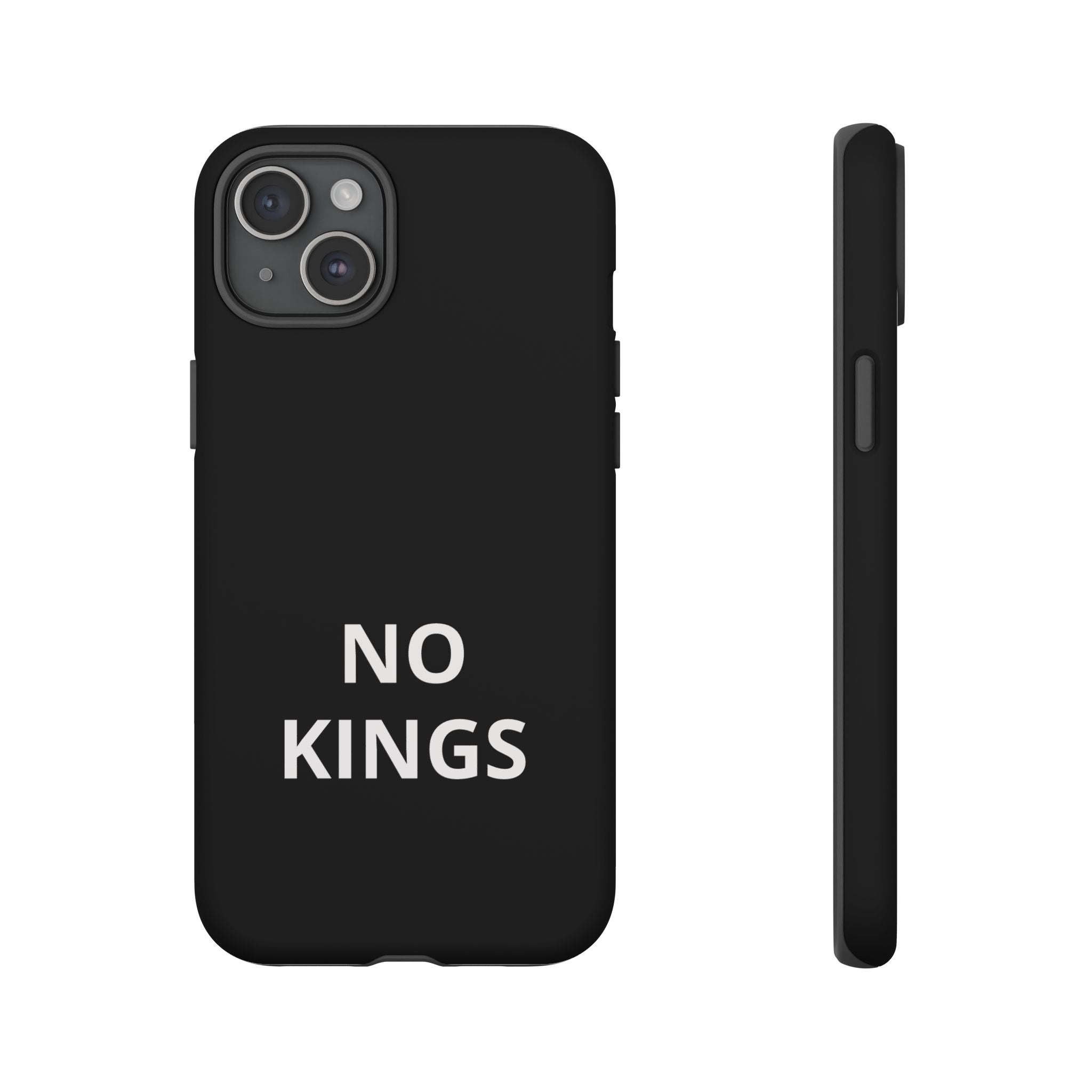 Phone Case — "NO KINGS" Minimalist Black Tough Protective Cover