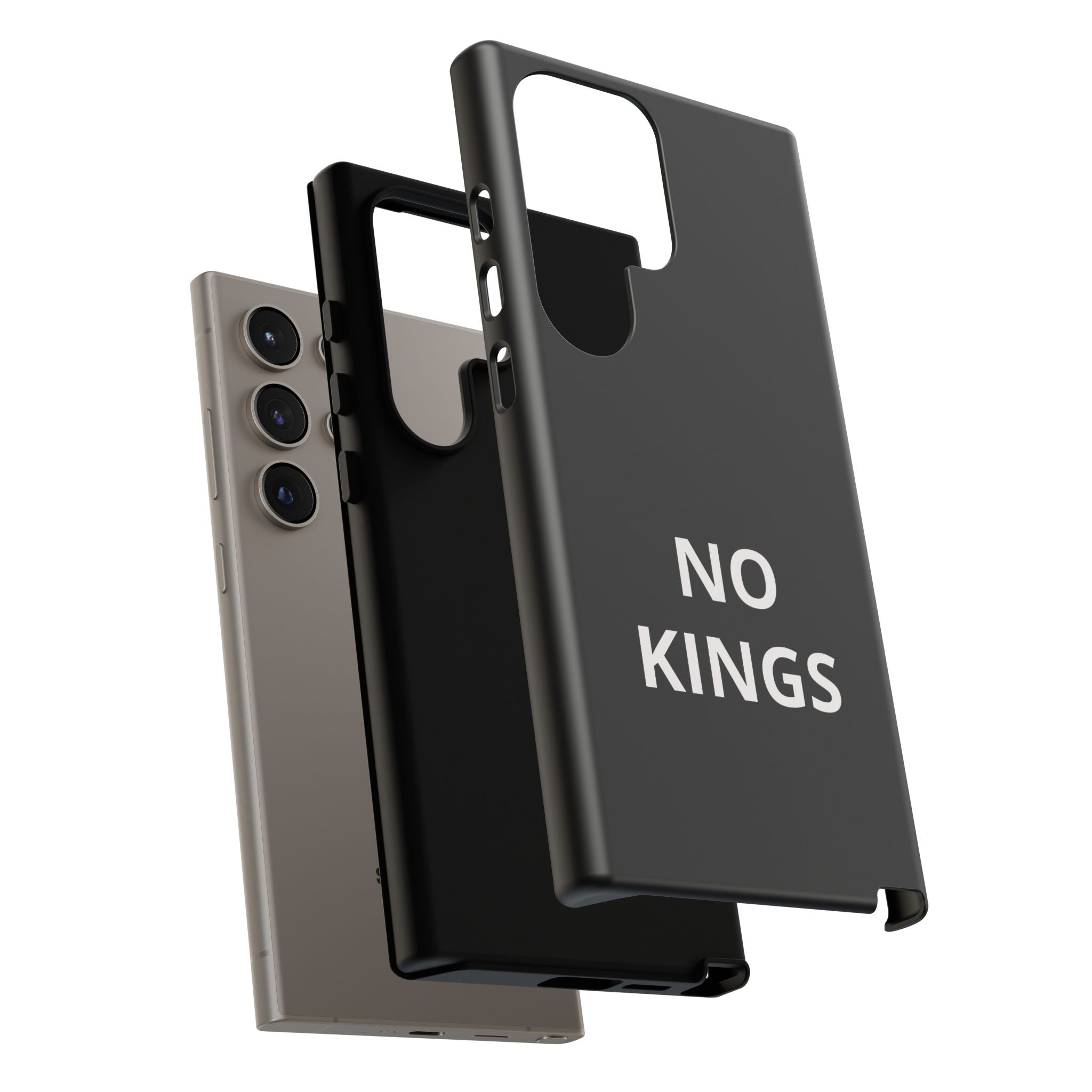 Phone Case — "NO KINGS" Minimalist Black Tough Protective Cover