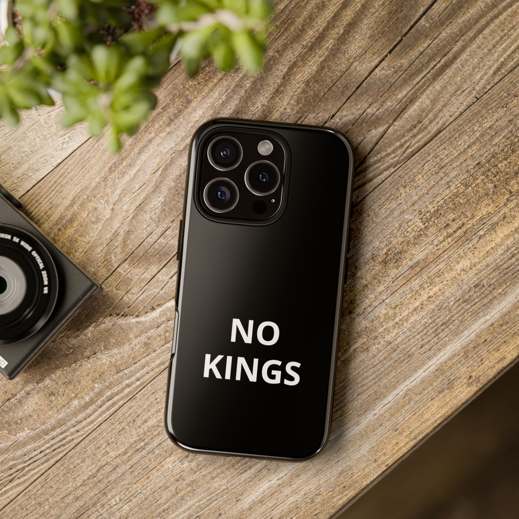 Phone Case — "NO KINGS" Minimalist Black Tough Protective Cover