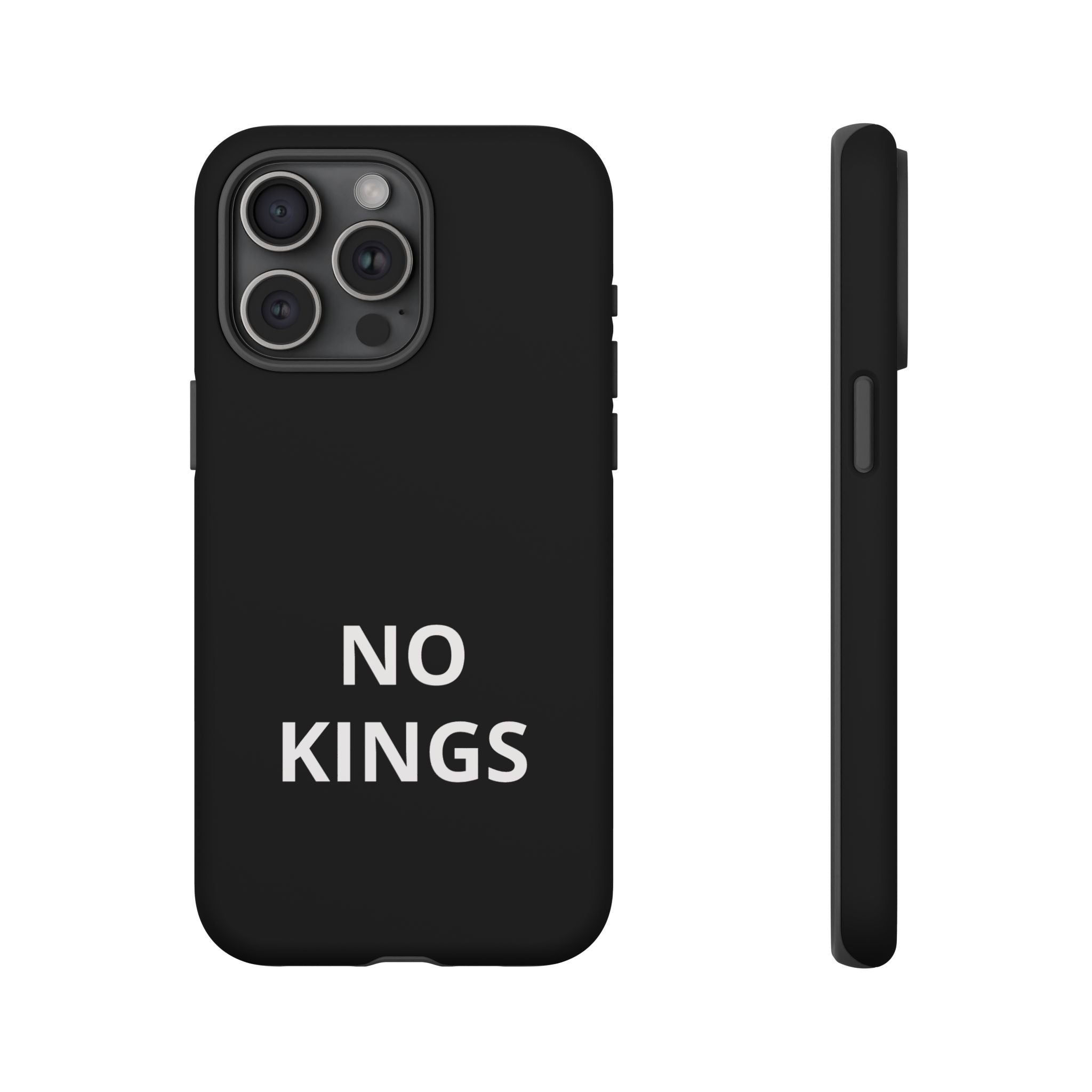 Phone Case — "NO KINGS" Minimalist Black Tough Protective Cover