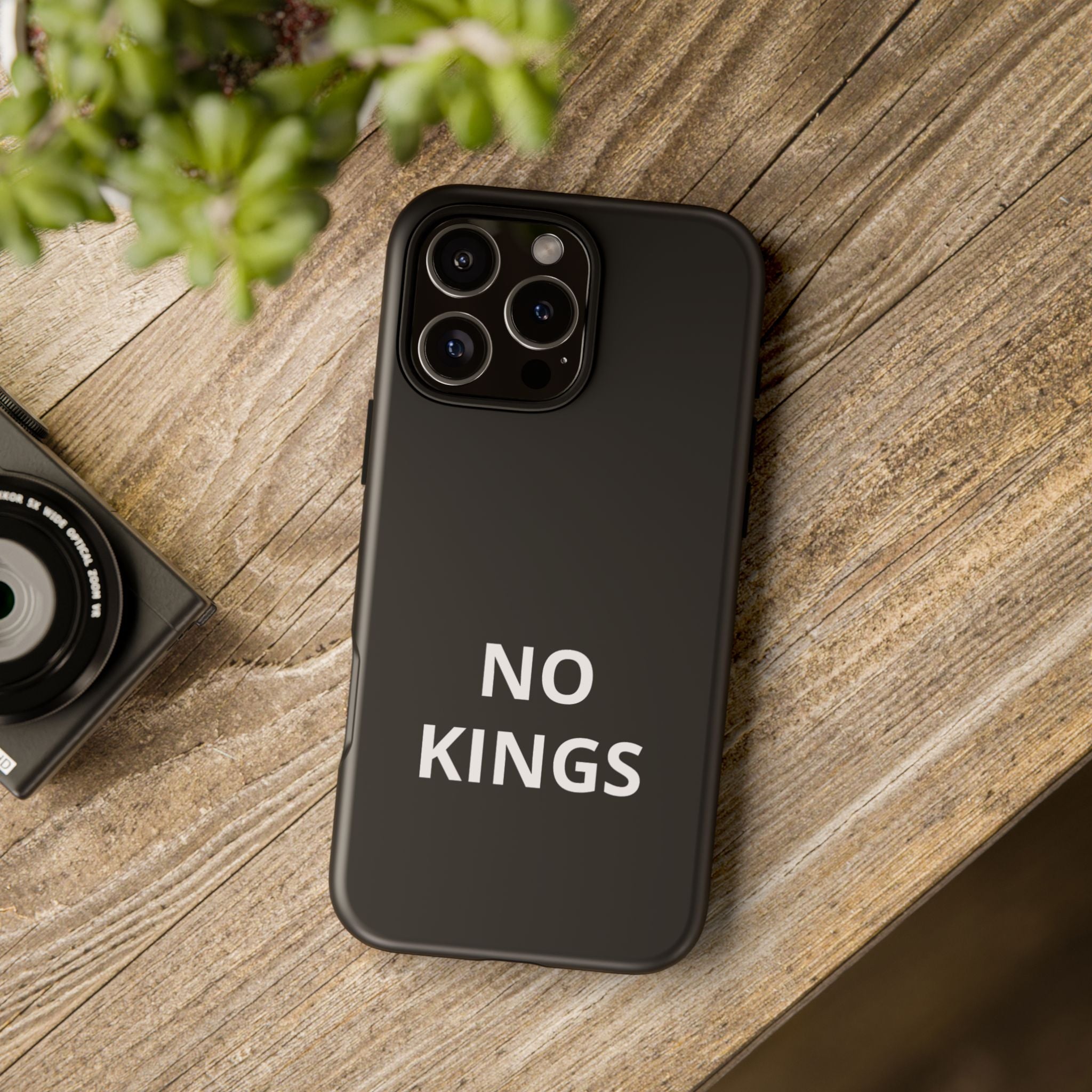 Phone Case — "NO KINGS" Minimalist Black Tough Protective Cover