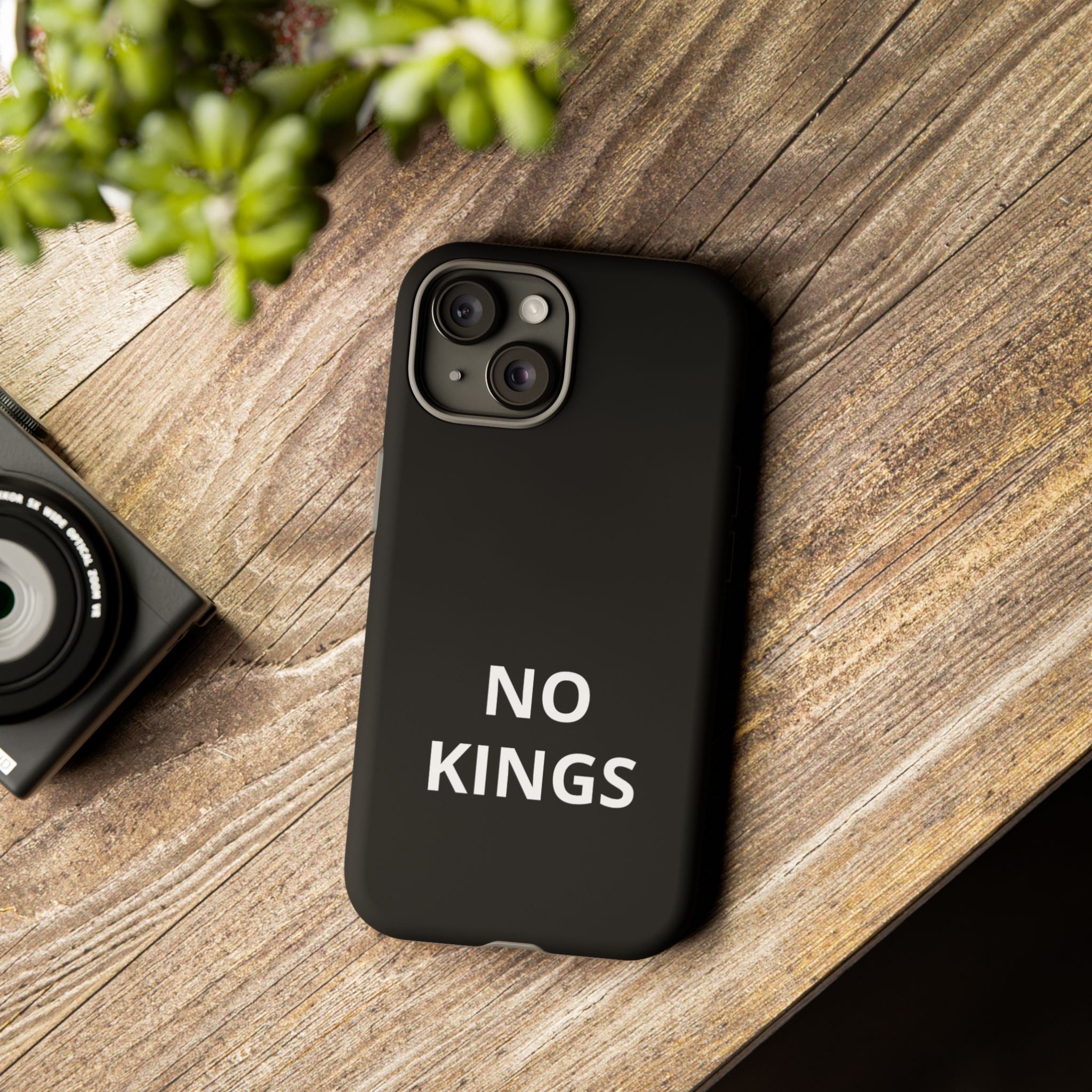 Phone Case — "NO KINGS" Minimalist Black Tough Protective Cover