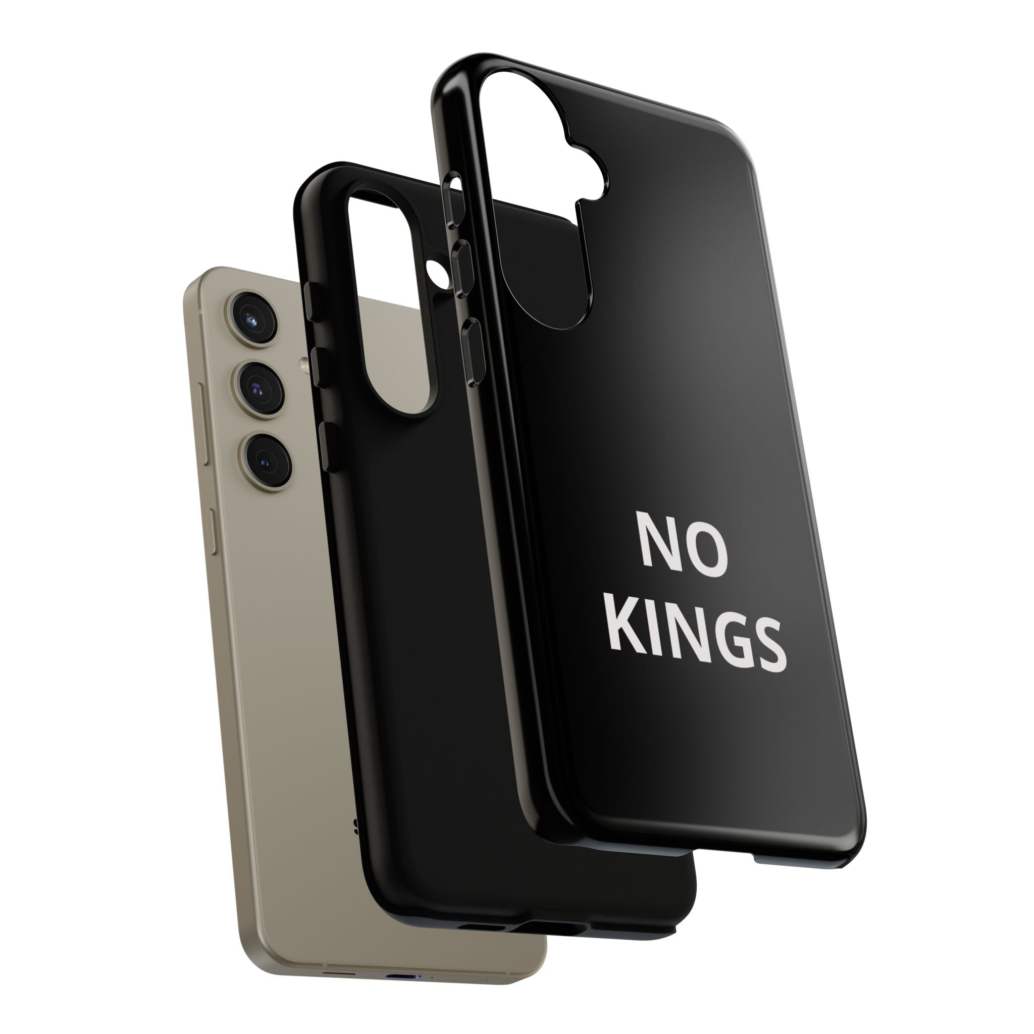 Phone Case — "NO KINGS" Minimalist Black Tough Protective Cover