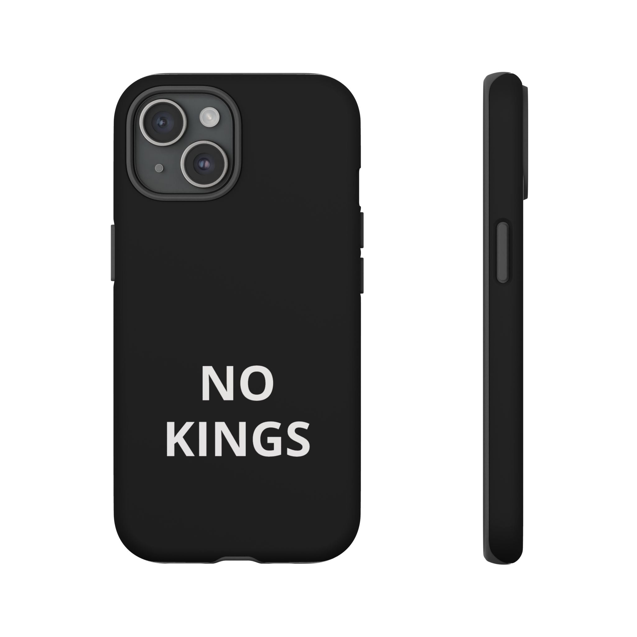 Phone Case — "NO KINGS" Minimalist Black Tough Protective Cover
