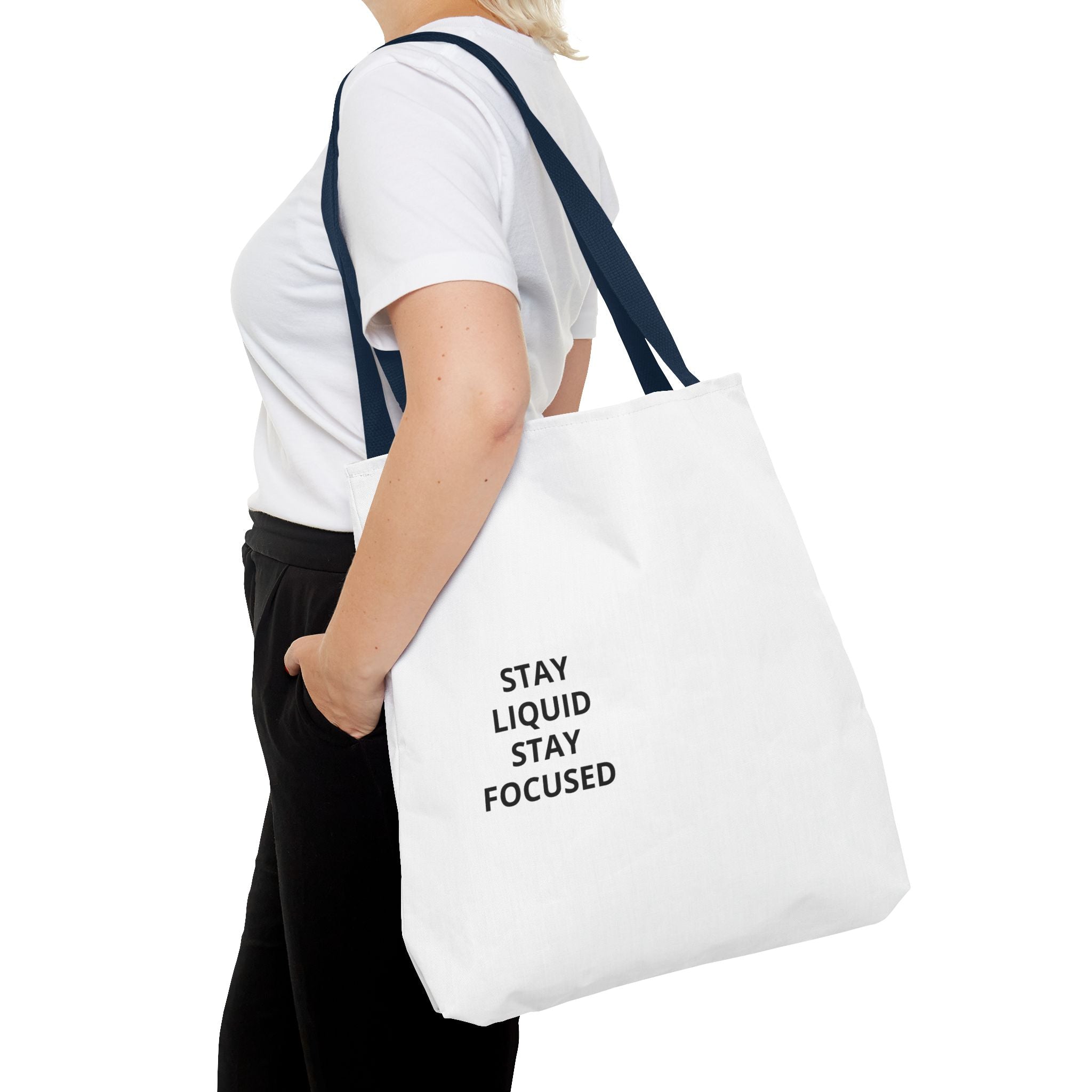 Tote Bag — Minimal 'Stay Liquid Stay Focused' Motivational Tote