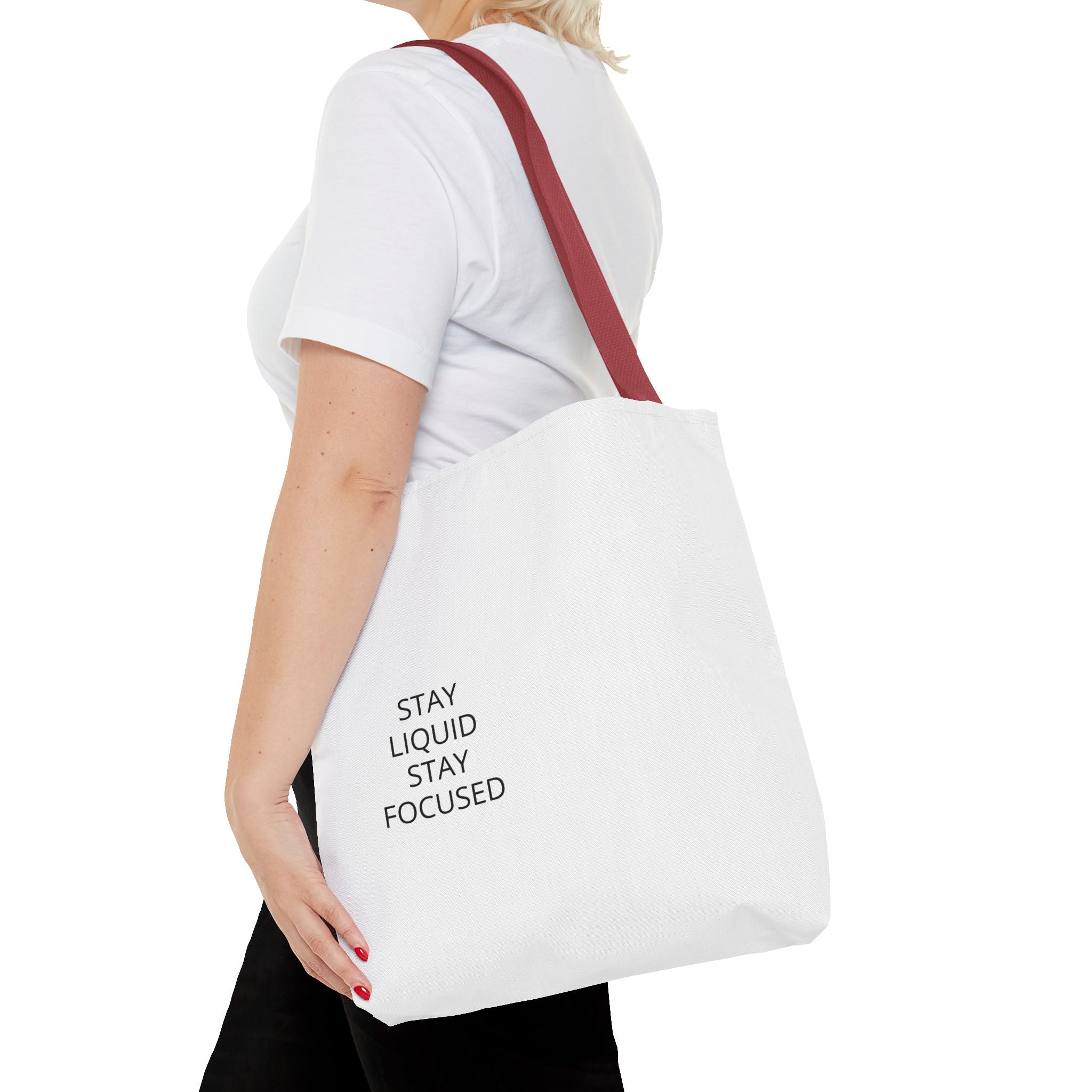 Tote Bag — Minimal 'Stay Liquid Stay Focused' Motivational Tote