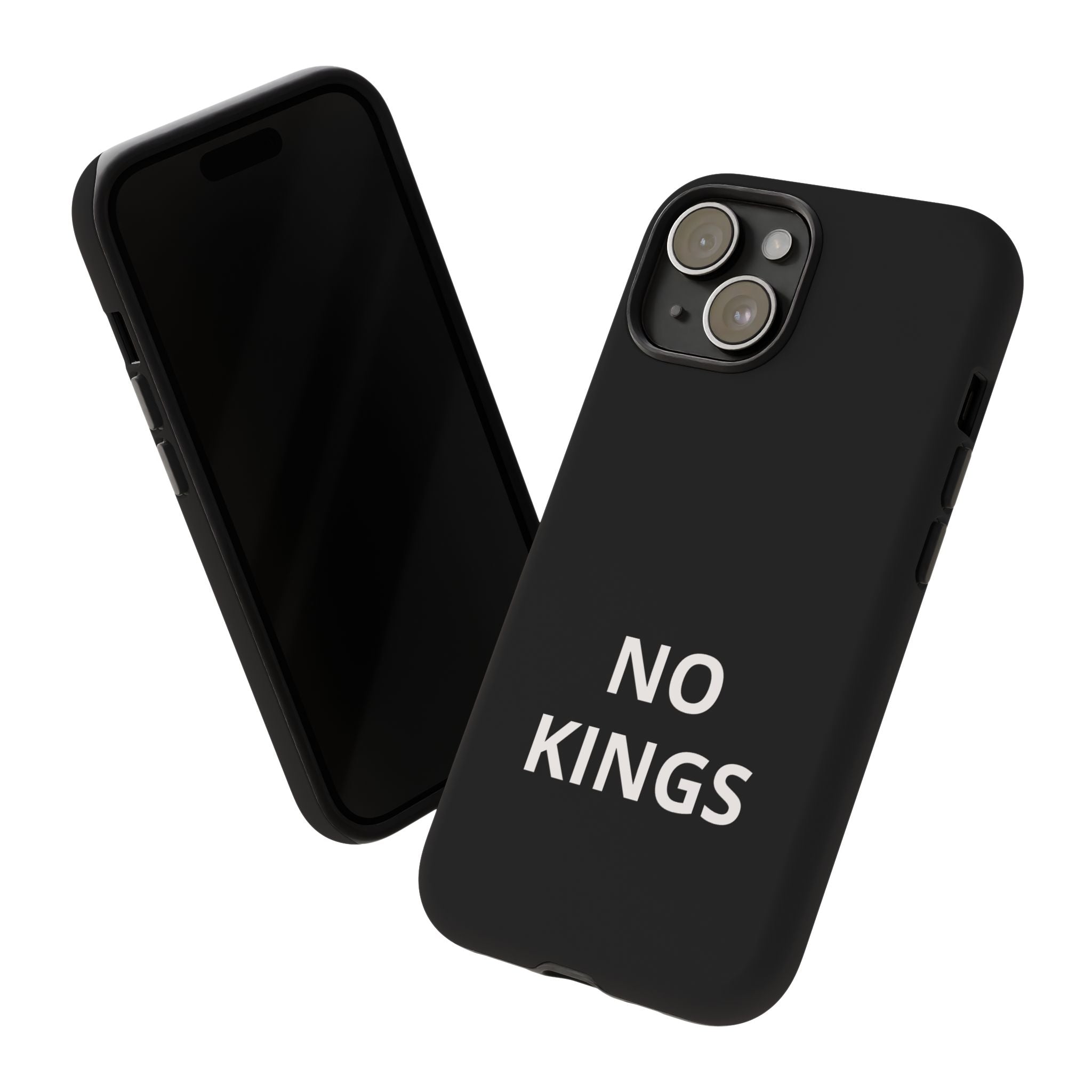 Phone Case — "NO KINGS" Minimalist Black Tough Protective Cover