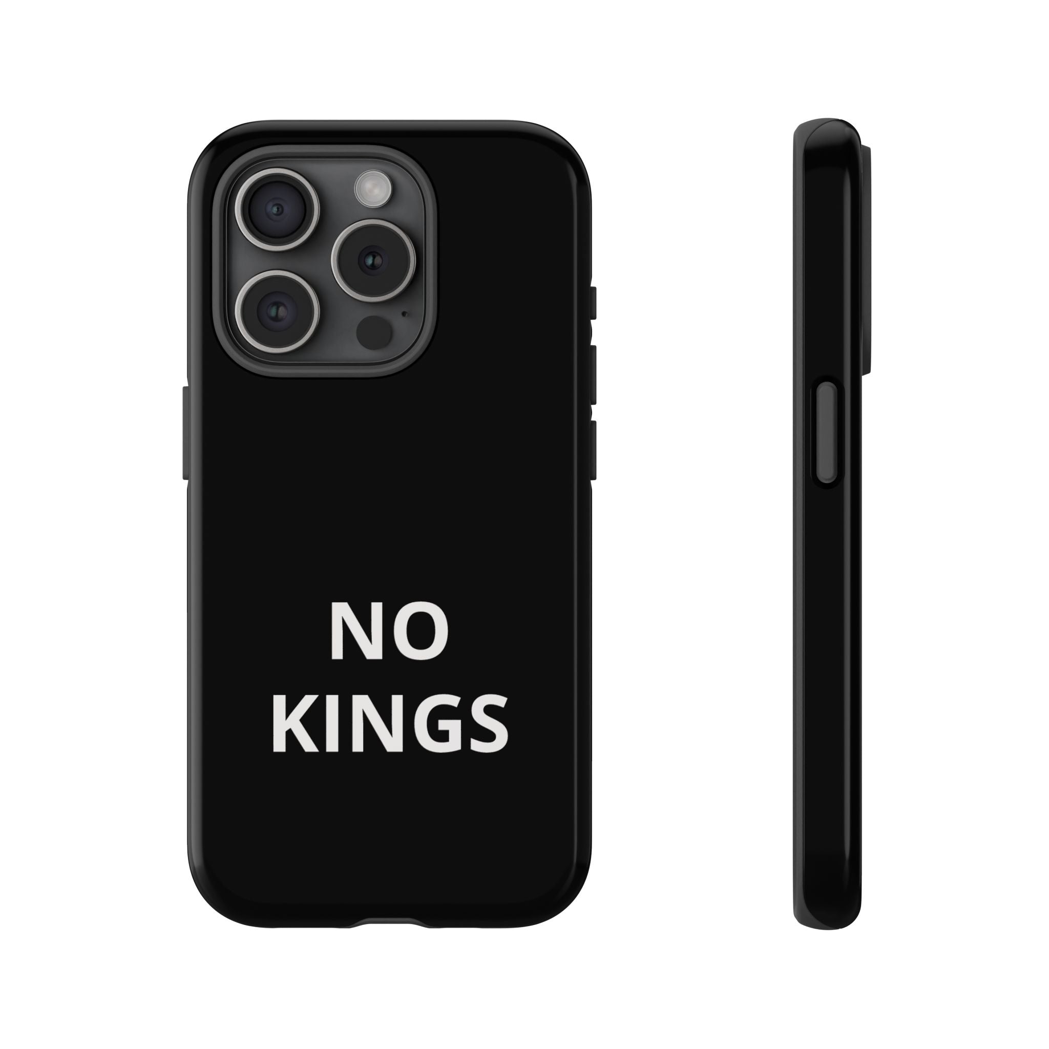 Phone Case — "NO KINGS" Minimalist Black Tough Protective Cover