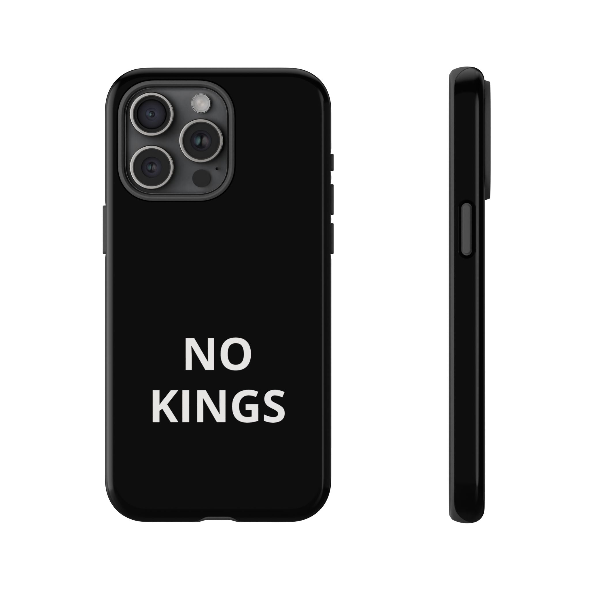 Phone Case — "NO KINGS" Minimalist Black Tough Protective Cover