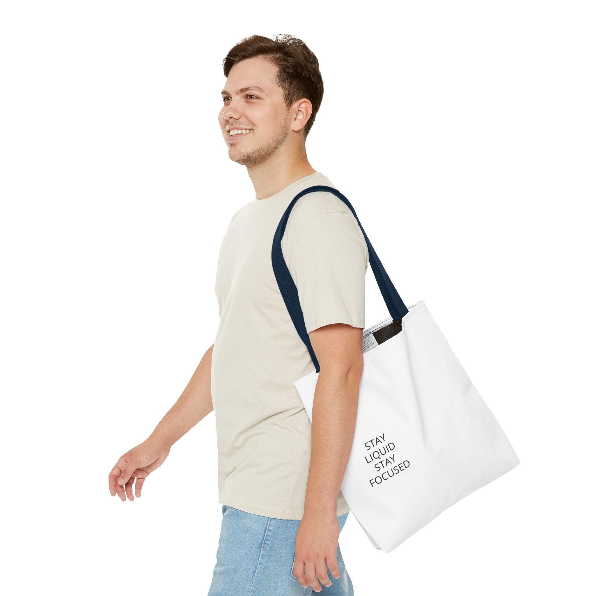 Tote Bag — Minimal 'Stay Liquid Stay Focused' Motivational Tote