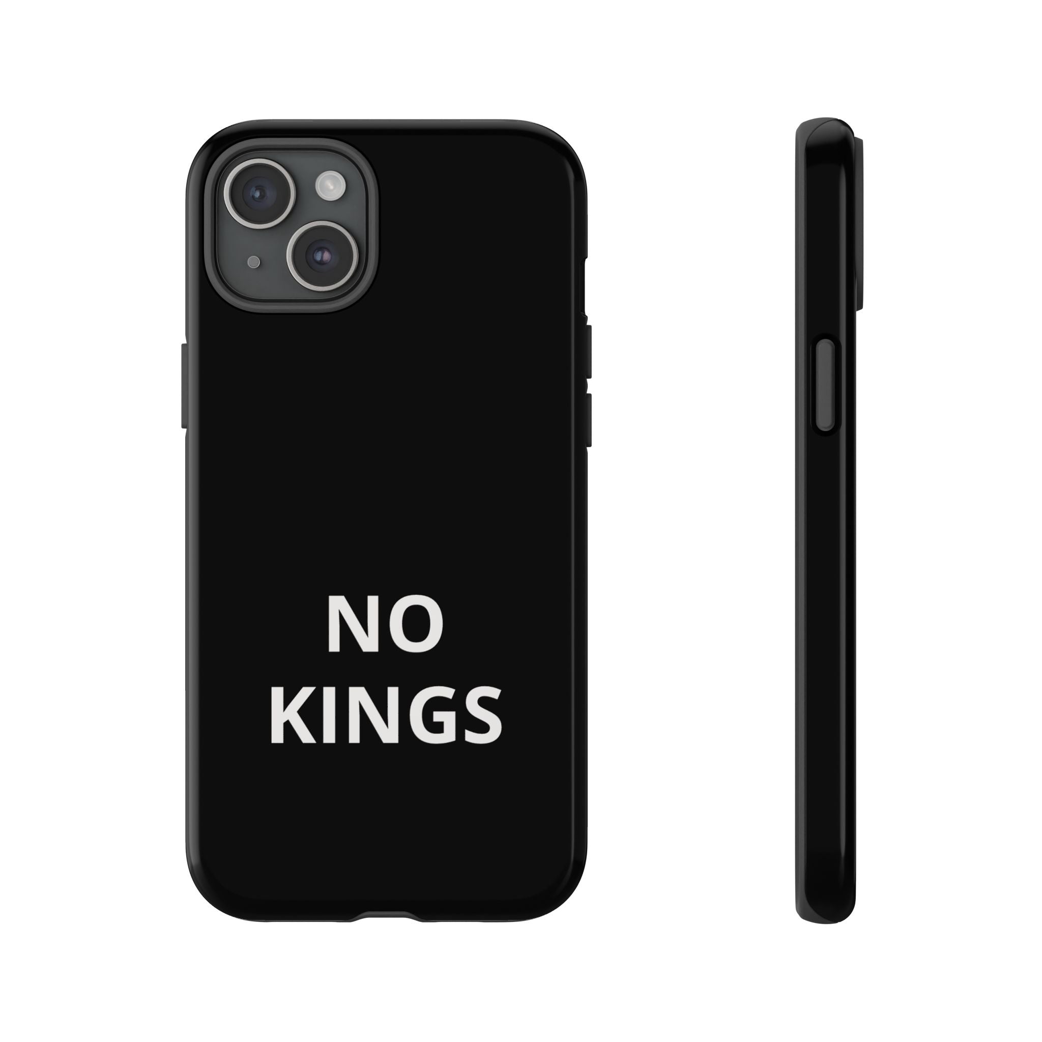 Phone Case — "NO KINGS" Minimalist Black Tough Protective Cover