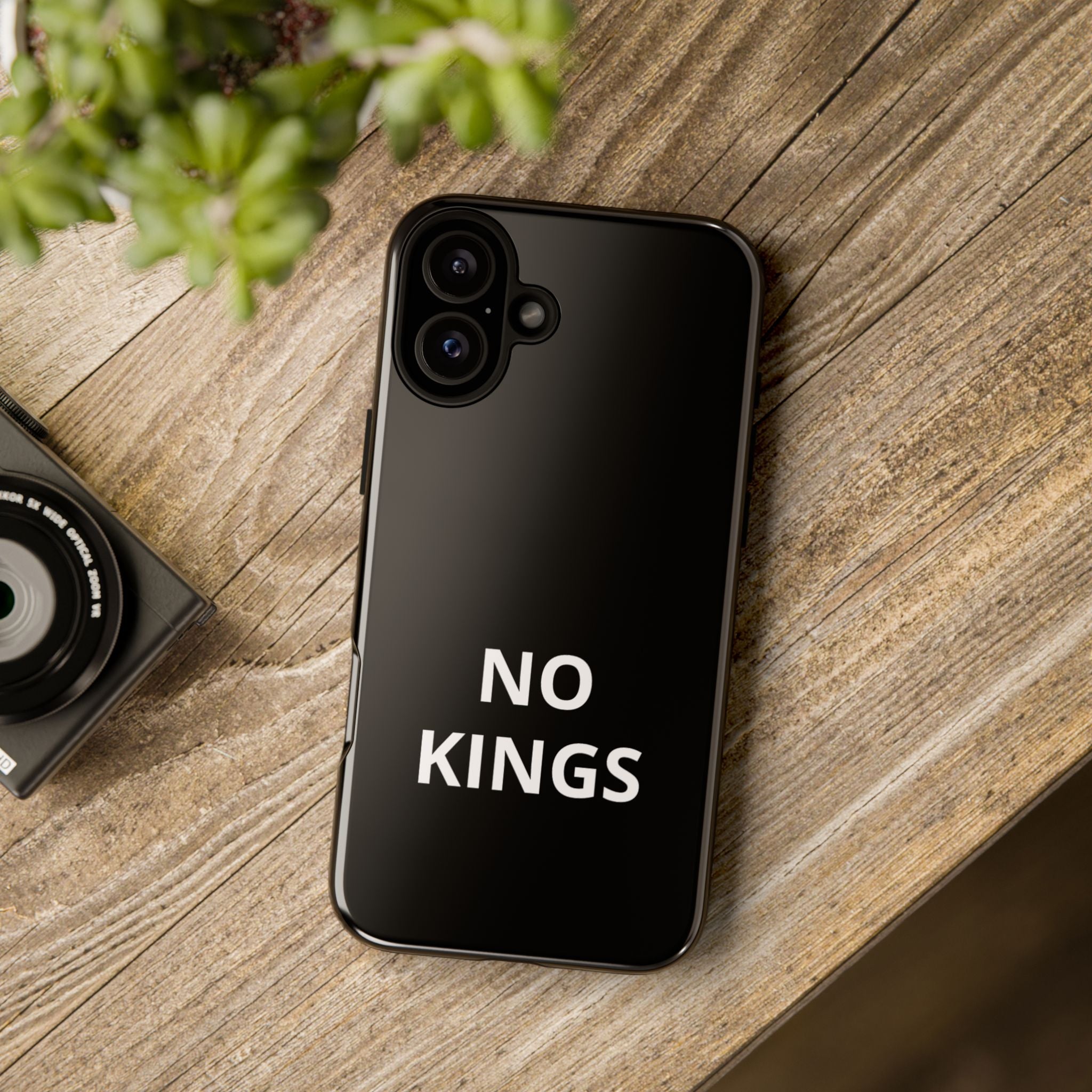 Phone Case — "NO KINGS" Minimalist Black Tough Protective Cover