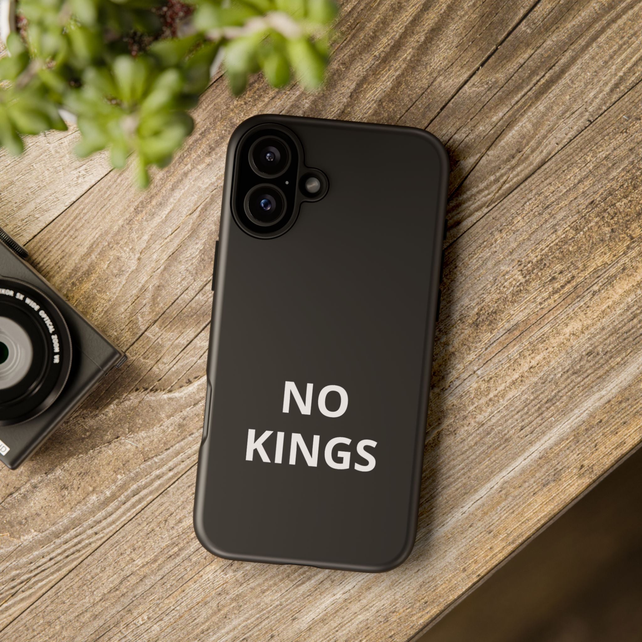 Phone Case — "NO KINGS" Minimalist Black Tough Protective Cover