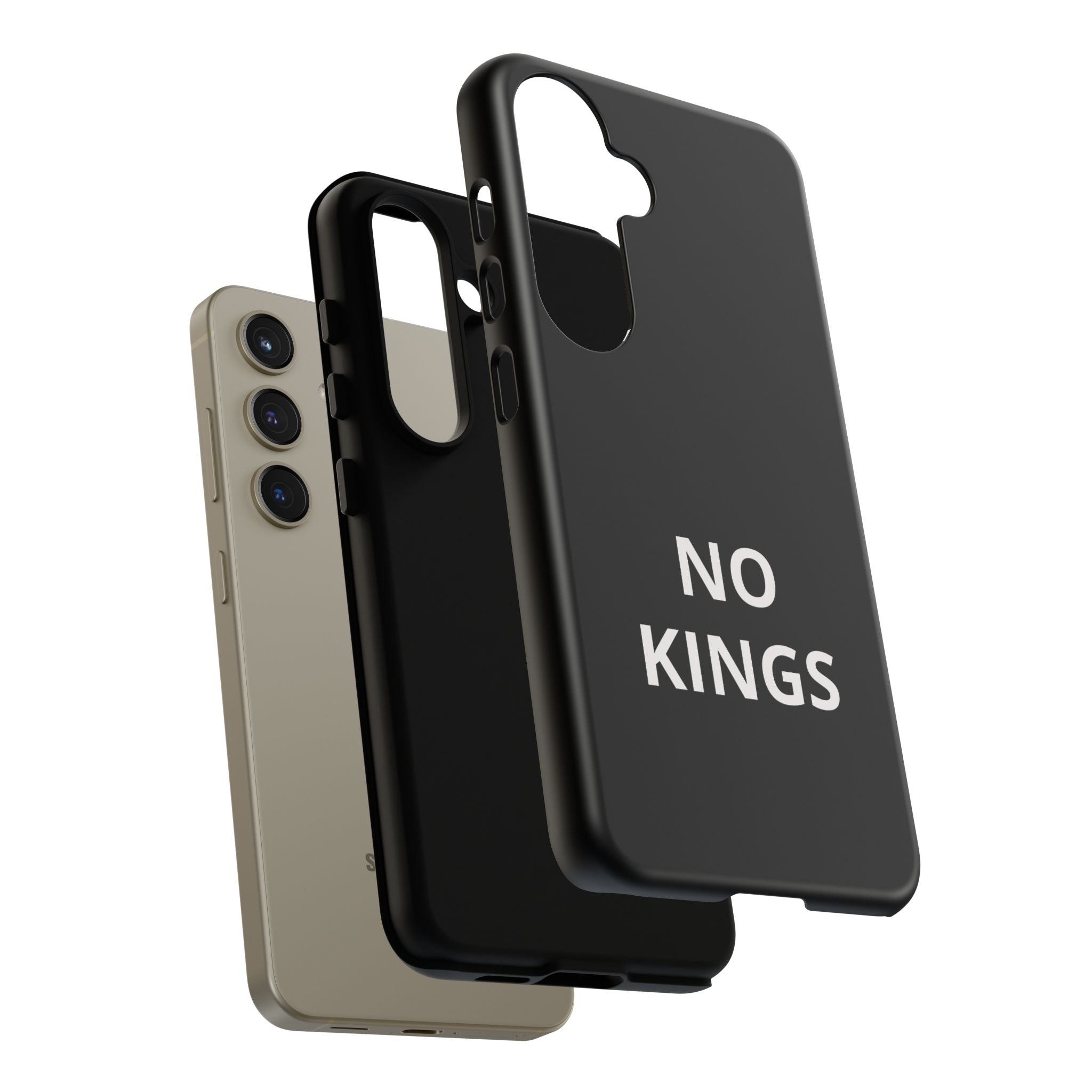 Phone Case — "NO KINGS" Minimalist Black Tough Protective Cover
