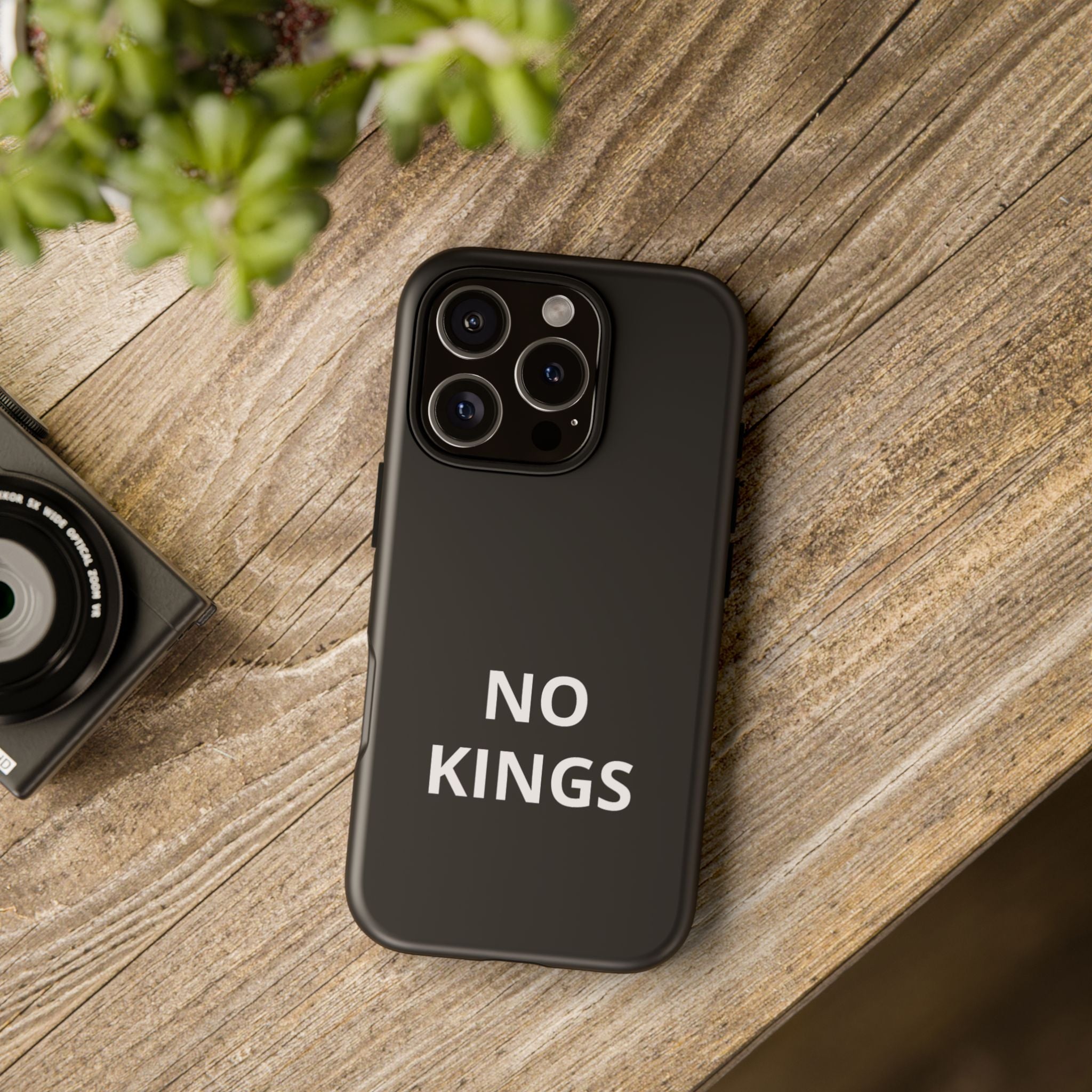 Phone Case — "NO KINGS" Minimalist Black Tough Protective Cover