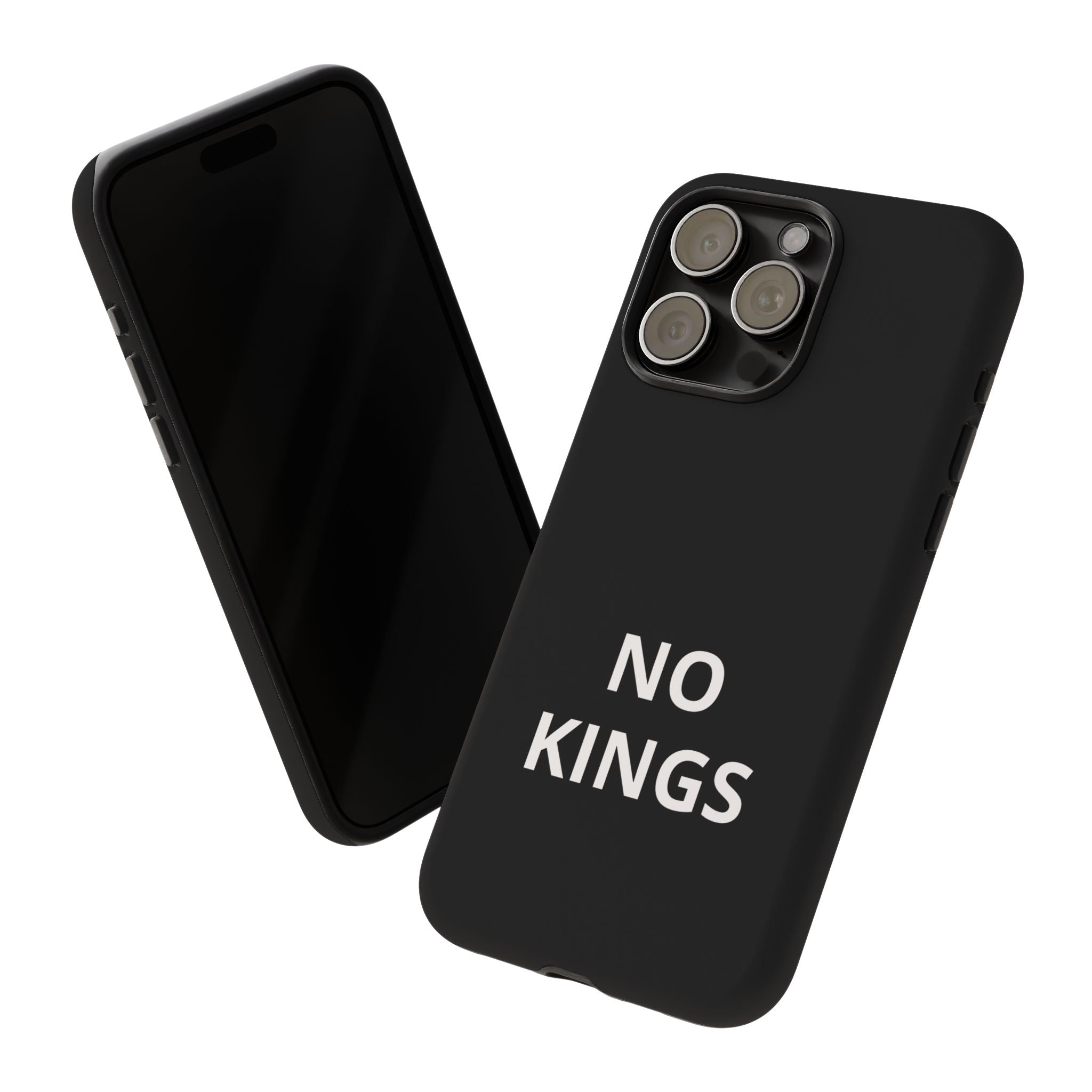 Phone Case — "NO KINGS" Minimalist Black Tough Protective Cover