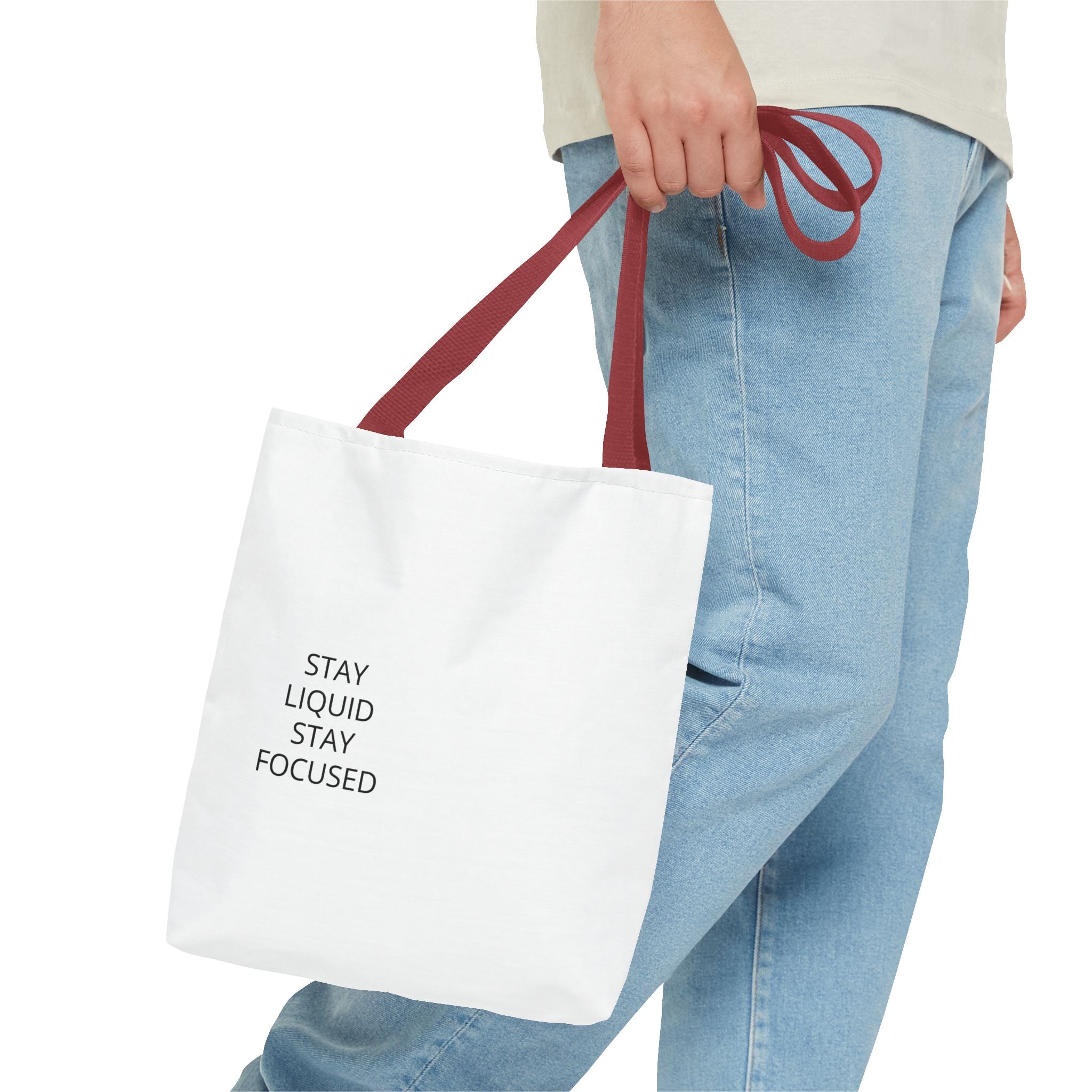 Tote Bag — Minimal 'Stay Liquid Stay Focused' Motivational Tote