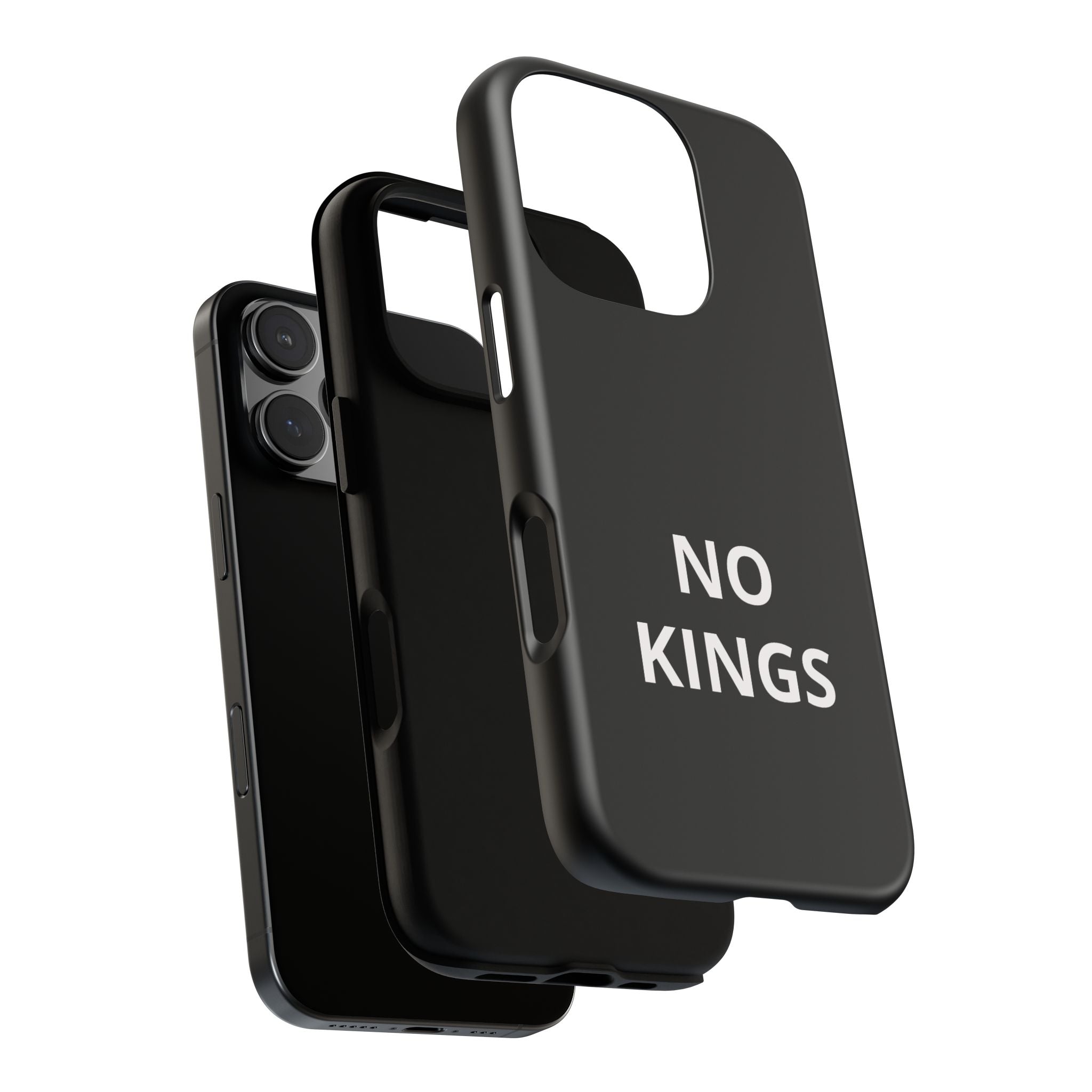 Phone Case — "NO KINGS" Minimalist Black Tough Protective Cover