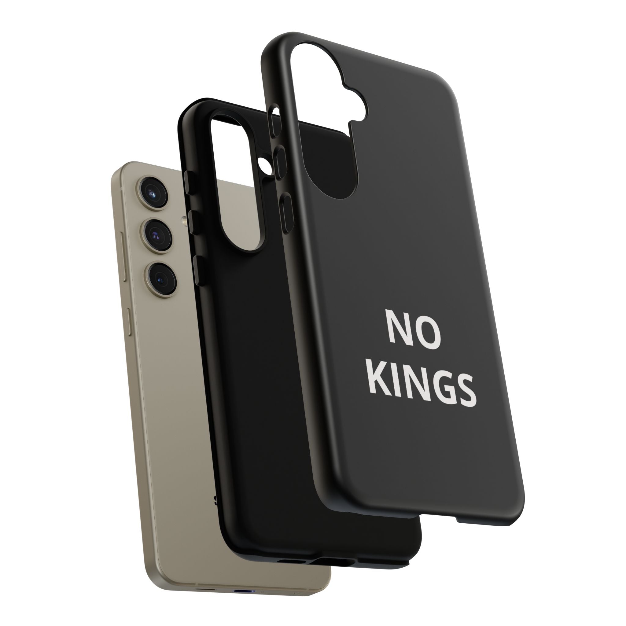 Phone Case — "NO KINGS" Minimalist Black Tough Protective Cover