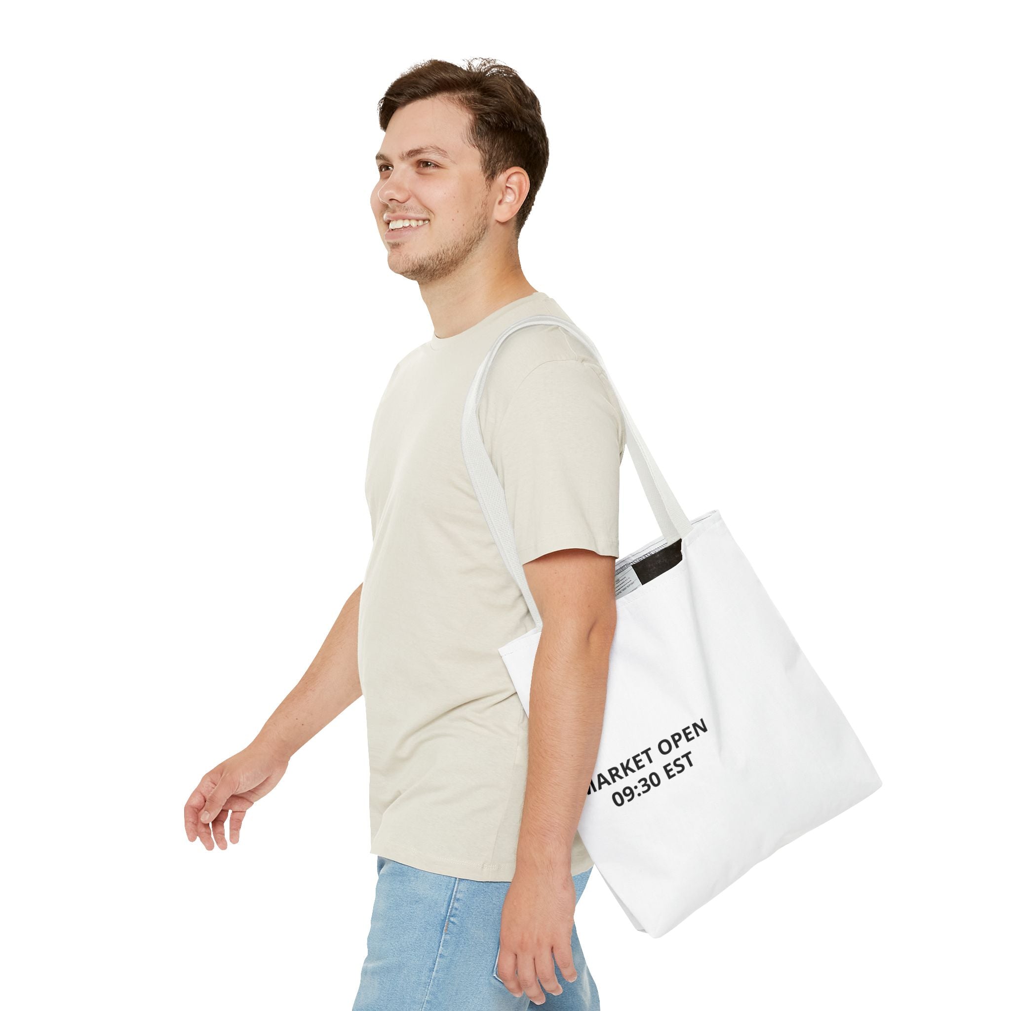 Tote Bag — 'MARKET OPEN 09:30 EST' Minimalist Stock Market Tote