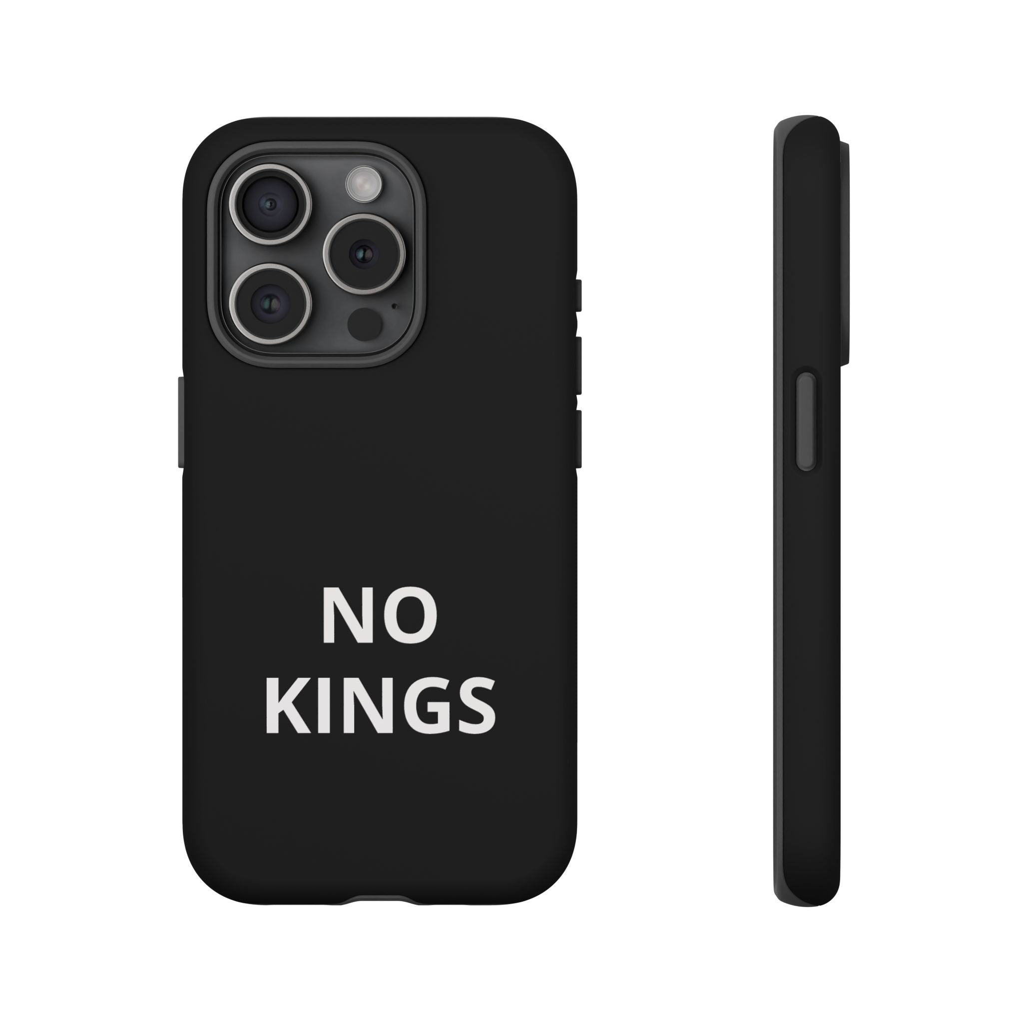 Phone Case — "NO KINGS" Minimalist Black Tough Protective Cover