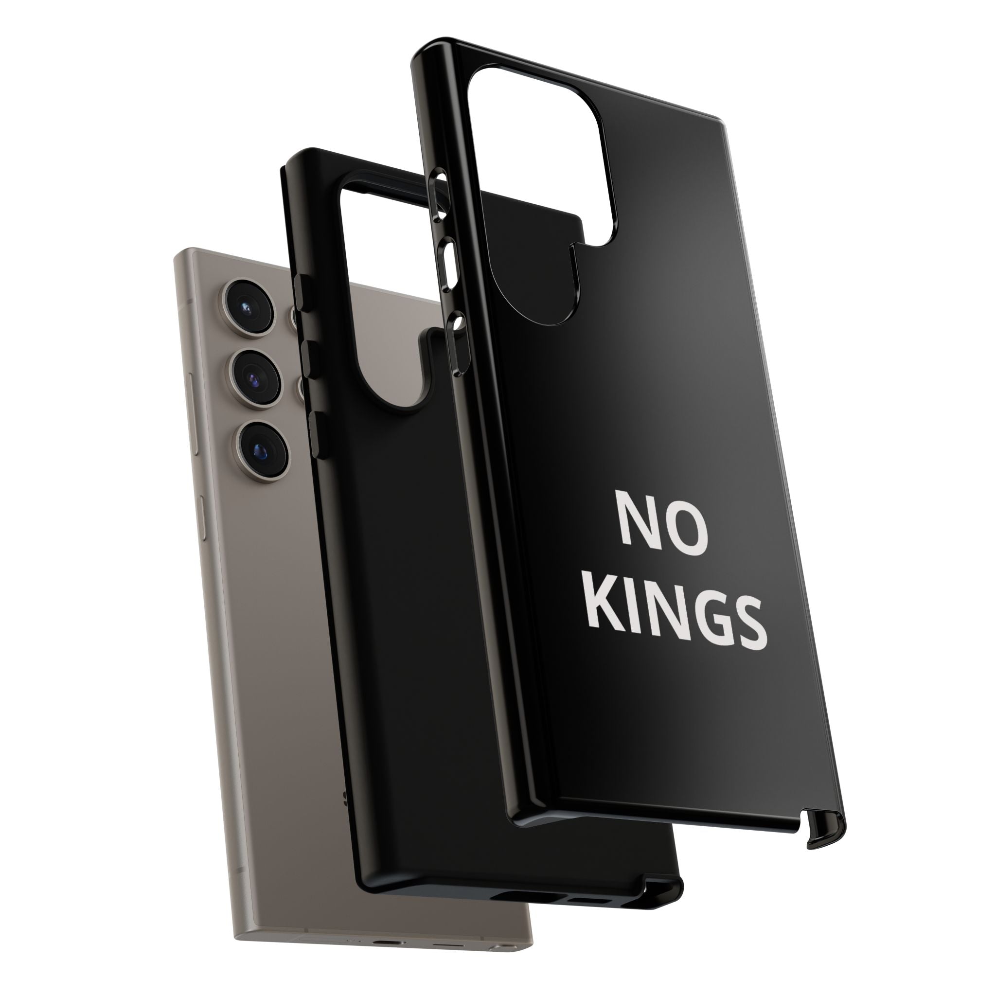 Phone Case — "NO KINGS" Minimalist Black Tough Protective Cover