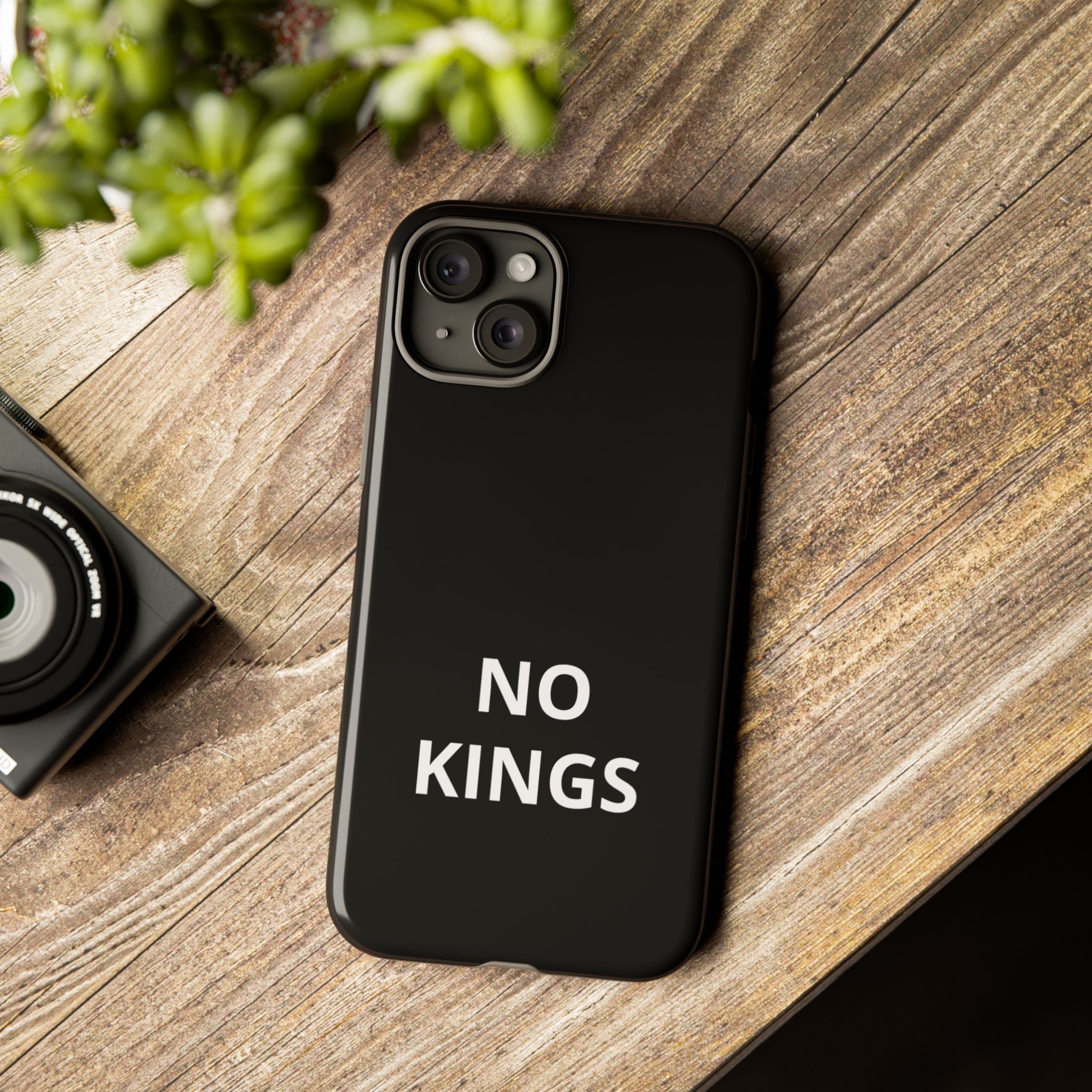 Phone Case — "NO KINGS" Minimalist Black Tough Protective Cover