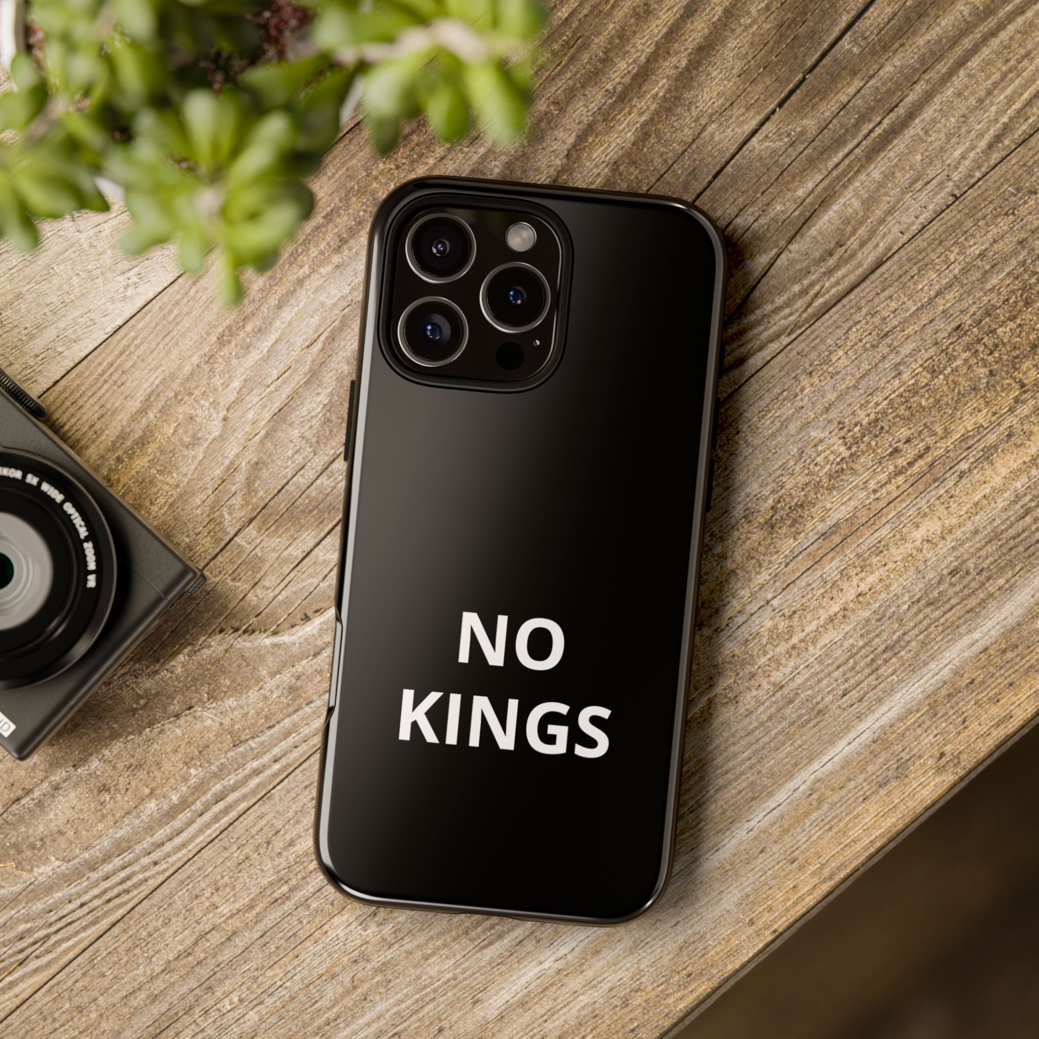 Phone Case — "NO KINGS" Minimalist Black Tough Protective Cover